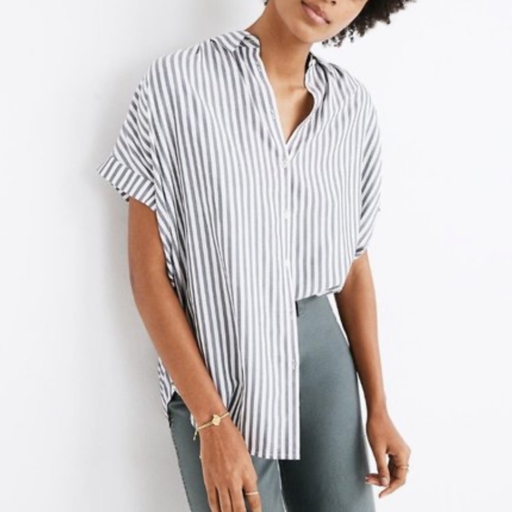 Madewell Striped Short Sleeve Button Down “Daily” Shirt